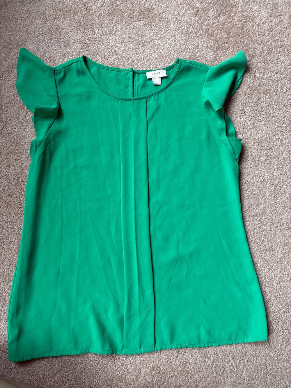 LOFT Emerald Green Flutter-Sleeve Blouse